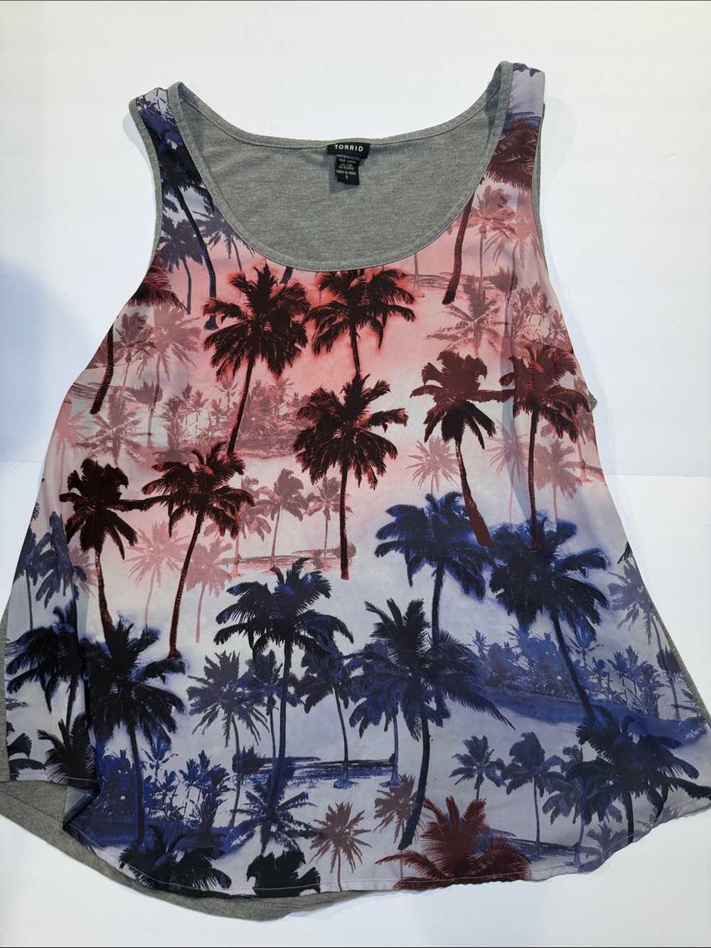 Torrid Palm Tree Gradient Tank - Pink, Blue, Gray